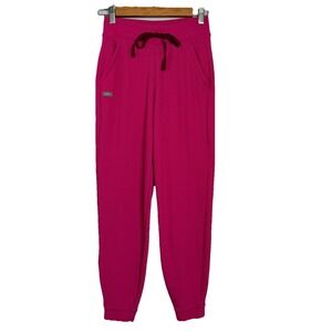 FIGS Waffle Knit Jogger‎ Scrub Pants Bright  Pink XS Medical Athleisure
